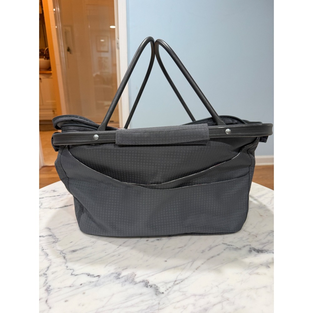 Carnaby Street by Picnic Time Insulated Picnic Basket Grey Plaid Collapsible
